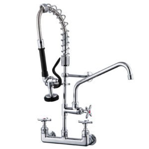 25 Inch Commercial Kitchen Sink Faucet with Pull Down Pre-Rinse Sprayer