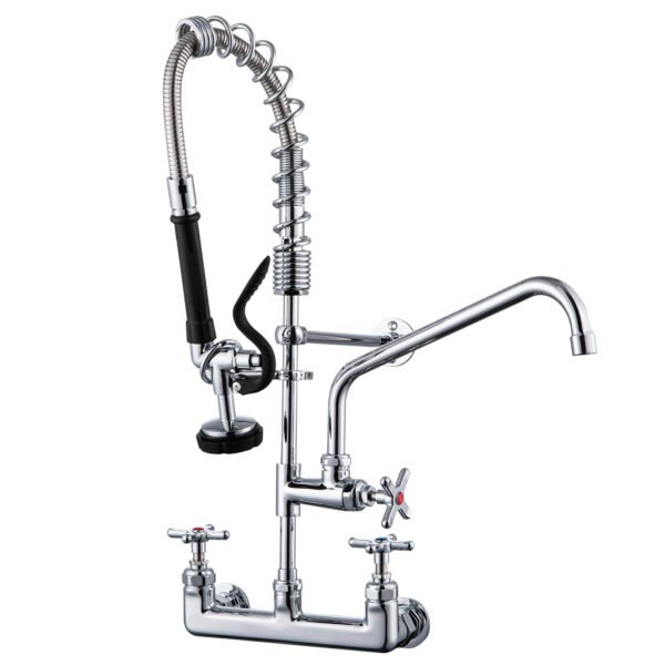 25 Inch Commercial Kitchen Sink Faucet with Pull Down Pre-Rinse Sprayer