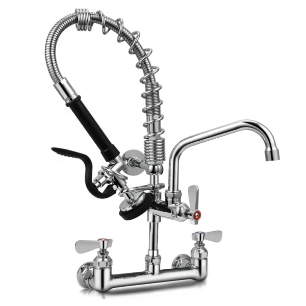 21 Inch Commercial Kitchen Sink Faucet with Pull Down Pre-Rinse Sprayer