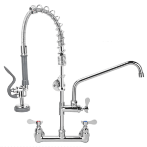 25 Inch Commercial Kitchen Sink Faucet with Pull Down Pre-Rinse Sprayer