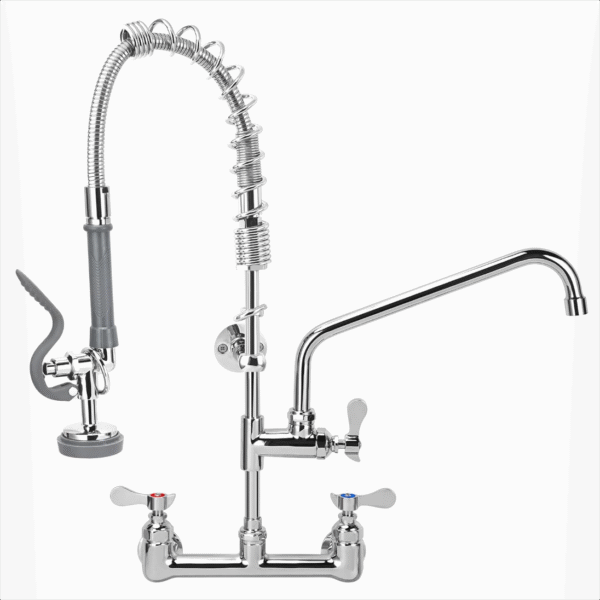 25 Inch Commercial Kitchen Sink Faucet with Pull Down Pre-Rinse Sprayer