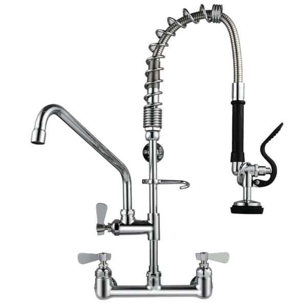 25 Inch Commercial Kitchen Sink Faucet with Pull Down Pre-Rinse Sprayer