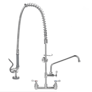 43 Inch Commercial Kitchen Sink Faucet with Pull Down Pre-Rinse Sprayer