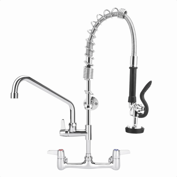 25 Inch Commercial Kitchen Sink Faucet with Pull Down Pre-Rinse Sprayer