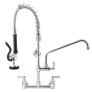 25 Inch Commercial Kitchen Sink Faucet with Pull Down Pre-Rinse Sprayer