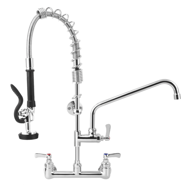 25 Inch Commercial Kitchen Sink Faucet with Pull Down Pre-Rinse Sprayer