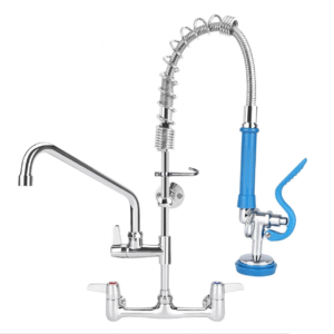 25 Inch Commercial Kitchen Sink Faucet with Pull Down Pre-Rinse Sprayer