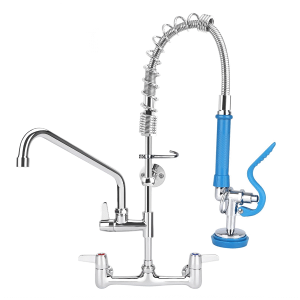 25 Inch Commercial Kitchen Sink Faucet with Pull Down Pre-Rinse Sprayer