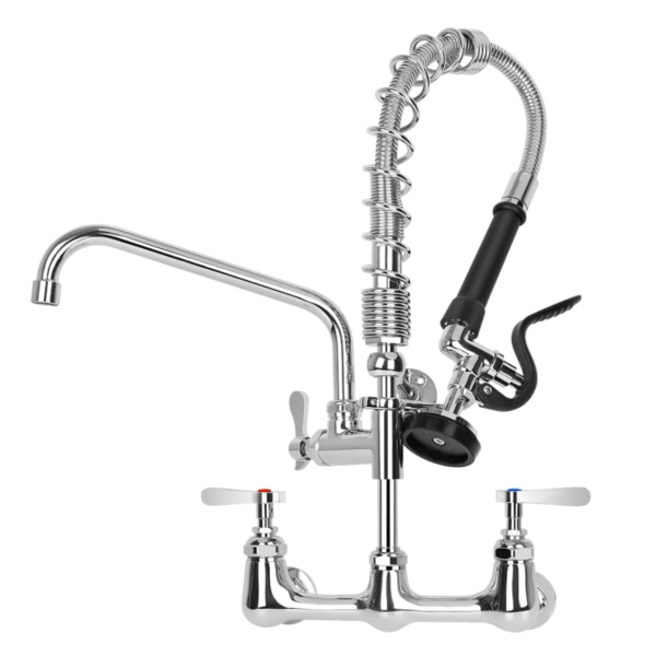25 Inch Commercial Kitchen Sink Faucet with Pull Down Pre-Rinse Sprayer