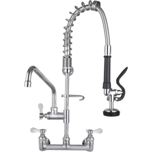 25 Inch Commercial Kitchen Sink Faucet with Pull Down Pre-Rinse Sprayer