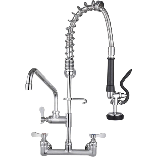25 Inch Commercial Kitchen Sink Faucet with Pull Down Pre-Rinse Sprayer