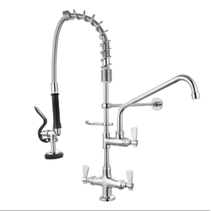 26 Inch Commercial Kitchen Sink Faucet with Pull Down Pre-Rinse Sprayer
