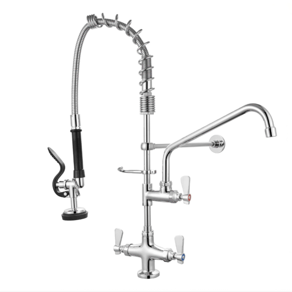 26 Inch Commercial Kitchen Sink Faucet with Pull Down Pre-Rinse Sprayer