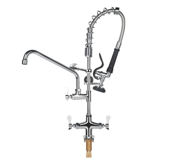 26 Inch Commercial Kitchen Sink Faucet with Pull Down Pre-Rinse Sprayer