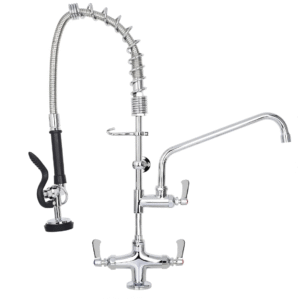 26 Inch Commercial Kitchen Sink Faucet with Pull Down Pre-Rinse Sprayer