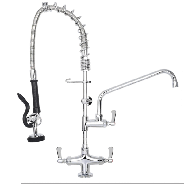 26 Inch Commercial Kitchen Sink Faucet with Pull Down Pre-Rinse Sprayer