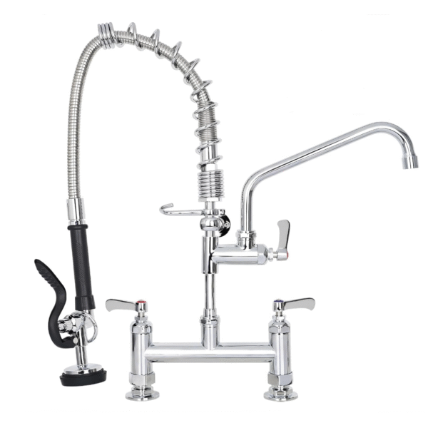 21 Inch Commercial Kitchen Sink Faucet with Pull Down Pre-Rinse Sprayer