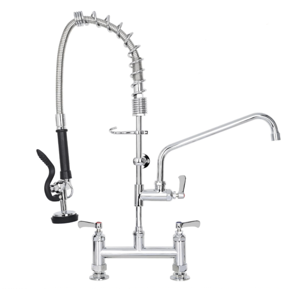 26 Inch Commercial Kitchen Sink Faucet with Pull Down Pre-Rinse Sprayer