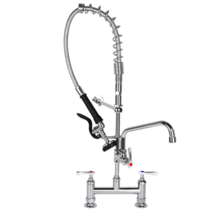 26 Inch Commercial Kitchen Sink Faucet with Pull Down Pre-Rinse Sprayer