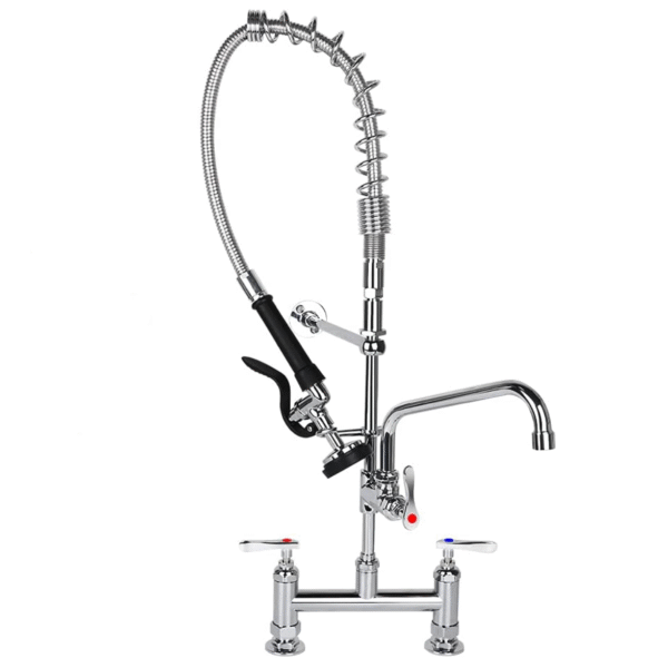 26 Inch Commercial Kitchen Sink Faucet with Pull Down Pre-Rinse Sprayer
